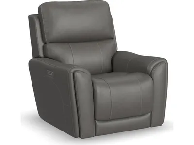 Carter Smoke Fabric Power Recliner with Power Headrest & Lumbar