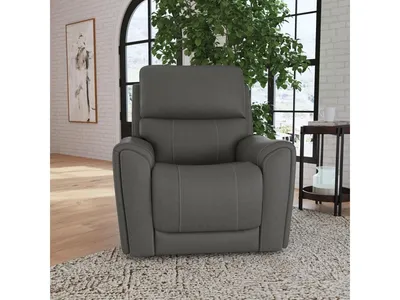 Carter Smoke Fabric Power Recliner with Power Headrest & Lumbar - Alternative View