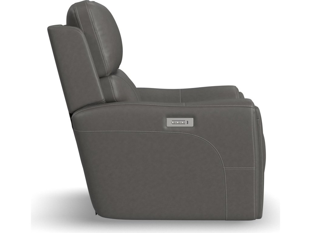 Carter Smoke Fabric Power Recliner with Power Headrest & Lumbar - image 3