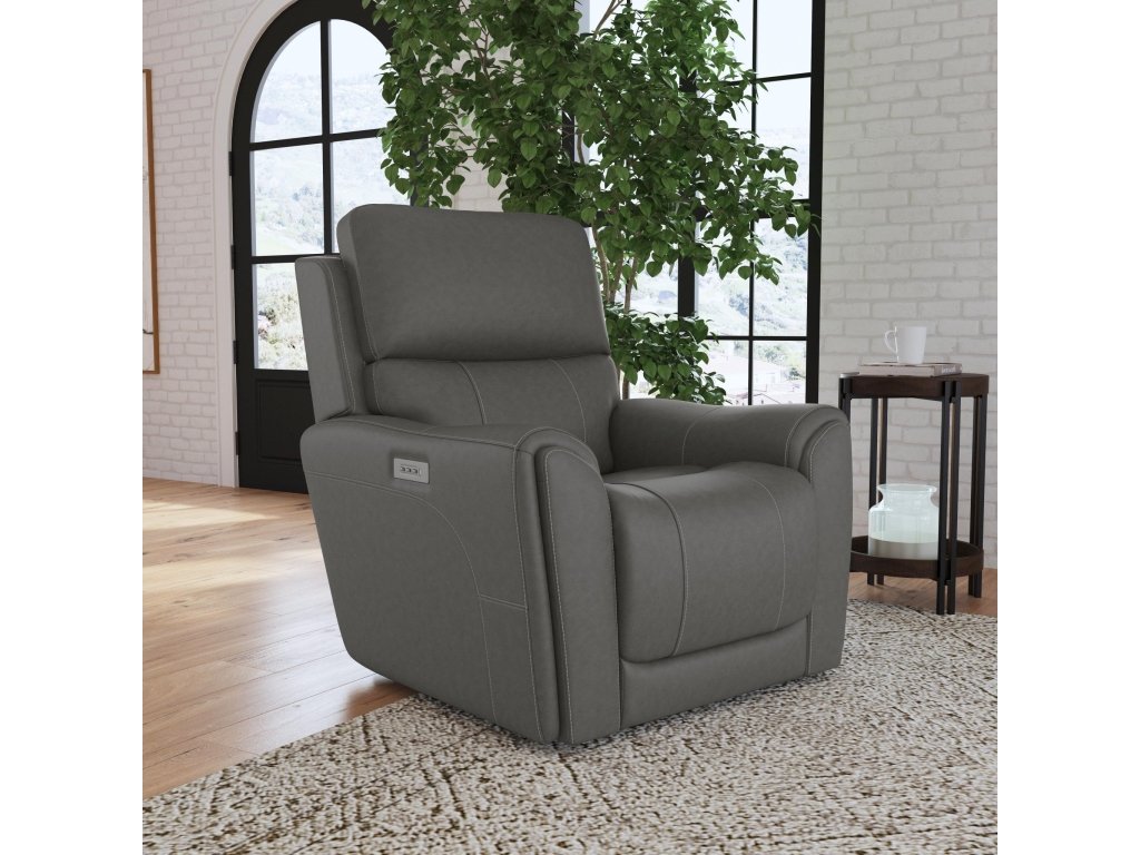 Carter Smoke Fabric Power Recliner with Power Headrest & Lumbar - image 5