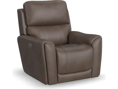 Carter Cappuccino Fabric Power Recliner with Power Headrest & Lumbar