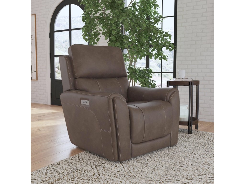 Carter Cappuccino Fabric Power Recliner with Power Headrest & Lumbar - image 1