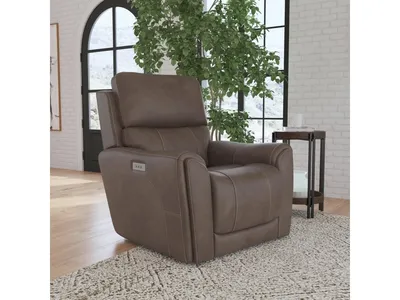 Carter Cappuccino Fabric Power Recliner with Power Headrest & Lumbar - Alternative View