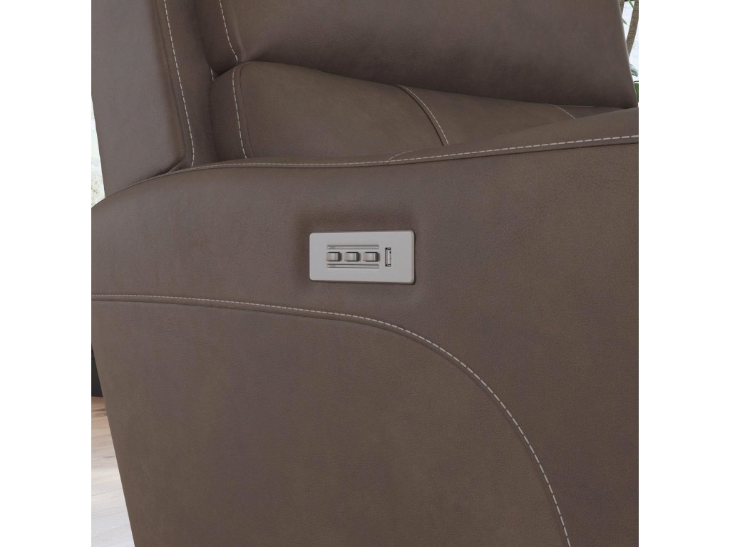 Carter Cappuccino Fabric Power Recliner with Power Headrest & Lumbar - image 4