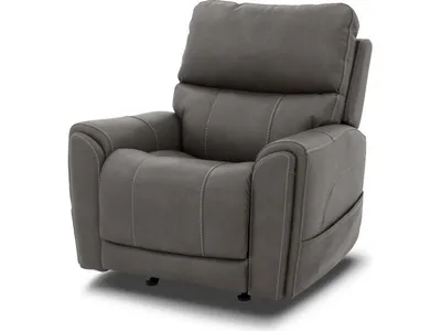 Carter Smoke Fabric Power Rocking Recliner with Power Headrest, Lumbar, Heat & Massage