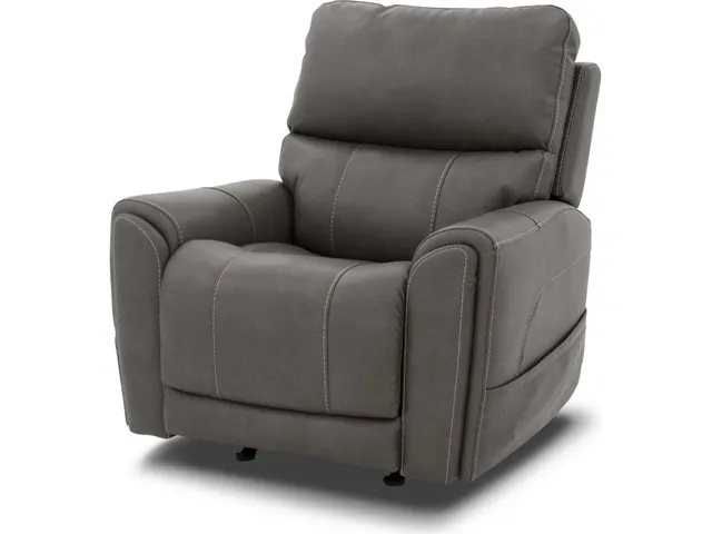 Carter Smoke Fabric Power Rocking Recliner with Power Headrest, Lumbar, Heat & Massage