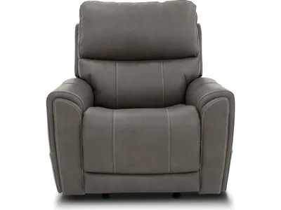 Carter Smoke Fabric Power Rocking Recliner with Power Headrest, Lumbar, Heat & Massage - Alternative View