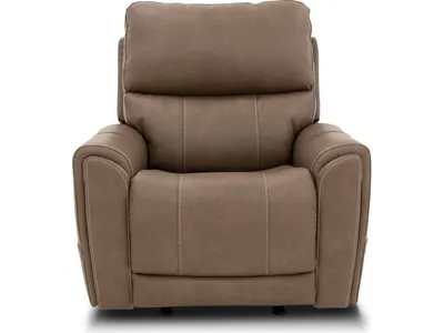 Carter Cappuccino Fabric Power Rocking Recliner with Power Headrest, Lumbar, Heat & Massage