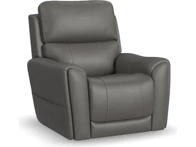 Carter Smoke Fabric Power Lift Recliner with Power Headrest, Lumbar, Heat & Massage