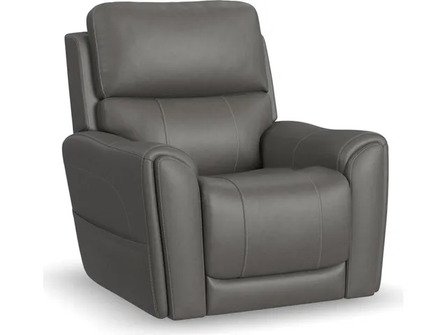 Carter Smoke Fabric Power Lift Recliner with Power Headrest, Lumbar, Heat & Massage