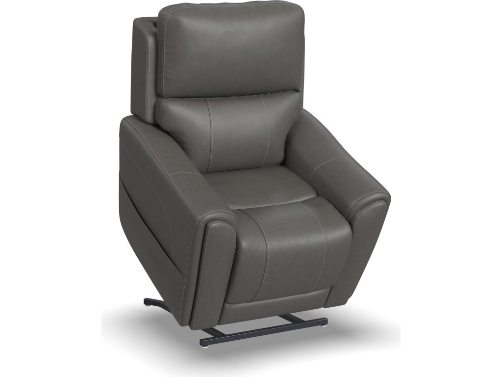 Carter Smoke Fabric Power Lift Recliner with Power Headrest, Lumbar, Heat & Massage - image 4