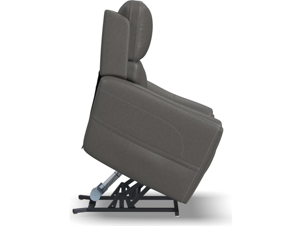 Carter Smoke Fabric Power Lift Recliner with Power Headrest, Lumbar, Heat & Massage - image 5