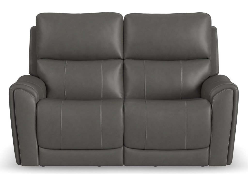 Carter Smoke Fabric Power Reclining Loveseat with Power Headrests & Lumbar - image 2