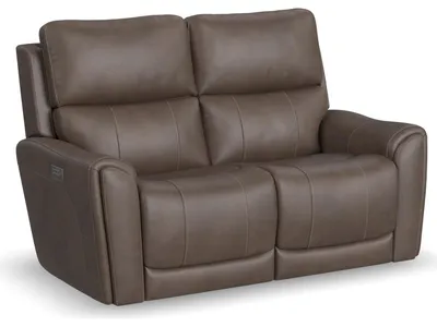 Carter Cappuccino Fabric Power Reclining Loveseat with Power Headrests & Lumbar