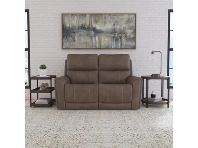 Carter Cappuccino Fabric Power Reclining Loveseat with Power Headrests & Lumbar