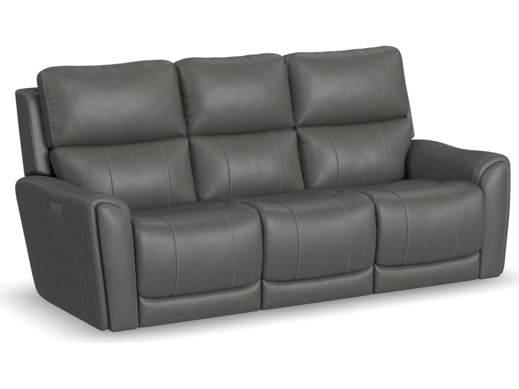 Carter Smoke Fabric Power Reclining Sofa with Console & Power Headrests & Lumbar - main image