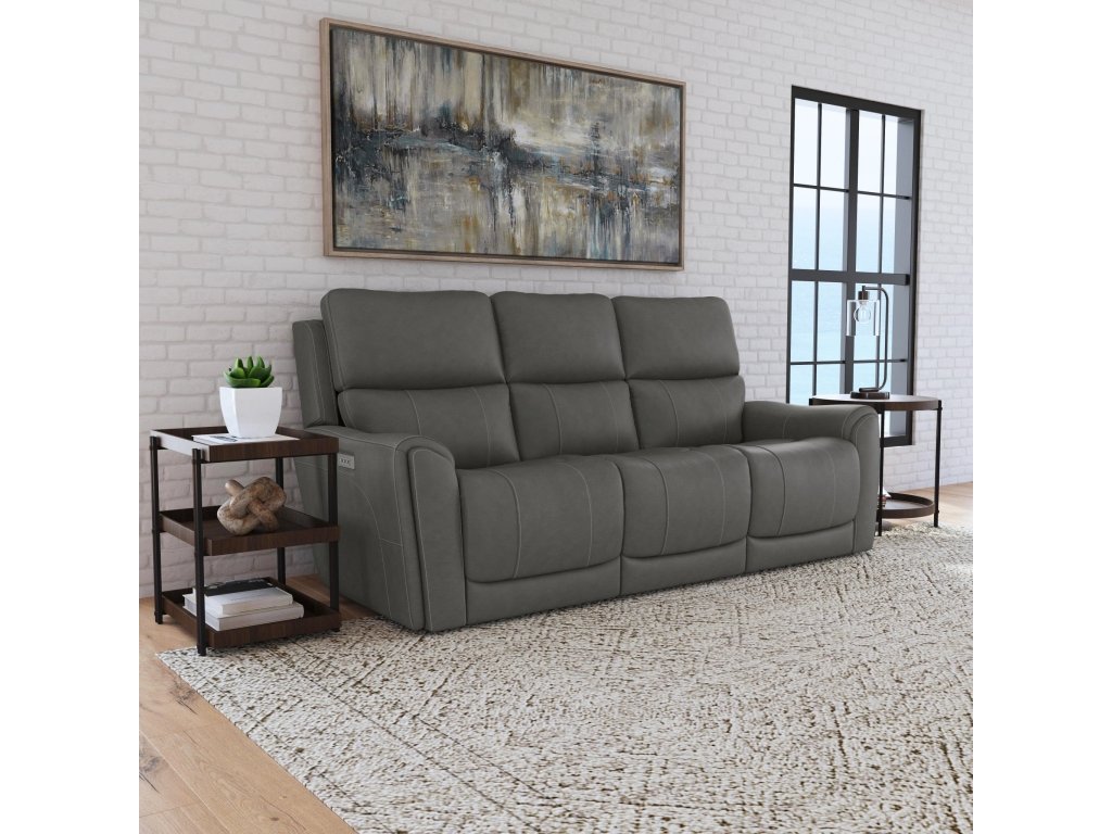 Carter Smoke Fabric Power Reclining Sofa with Console & Power Headrests & Lumbar - image 1