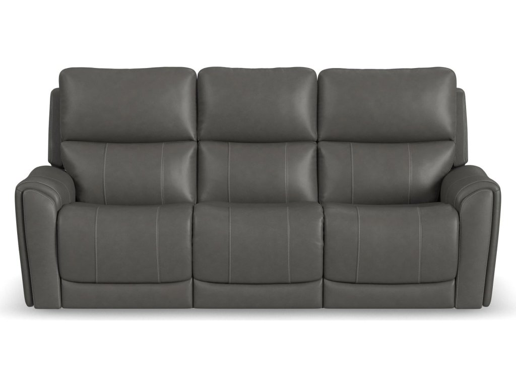 Carter Smoke Fabric Power Reclining Sofa with Console & Power Headrests & Lumbar - image 2