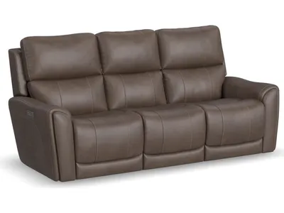 Carter Cappuccino Fabric Power Reclining Sofa with Console & Power Headrests & Lumbar