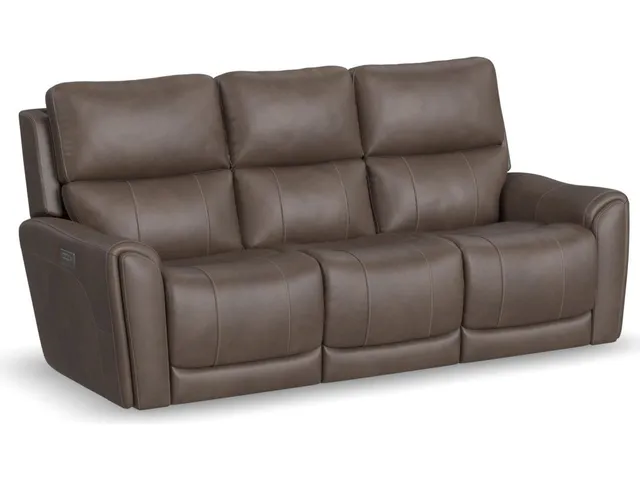 Carter Cappuccino Fabric Power Reclining Sofa with Console & Power Headrests & Lumbar