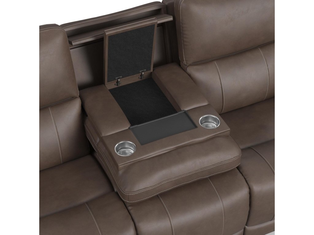Carter Cappuccino Fabric Power Reclining Sofa with Console & Power Headrests & Lumbar - image 9