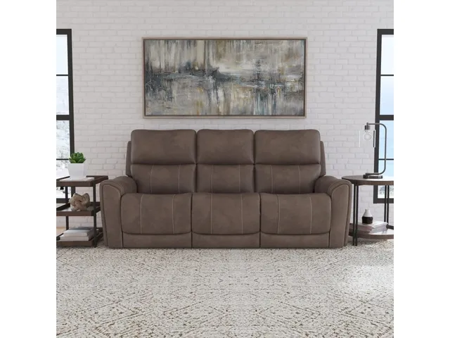 Carter Cappuccino Fabric Power Reclining Sofa with Console & Power Headrests & Lumbar