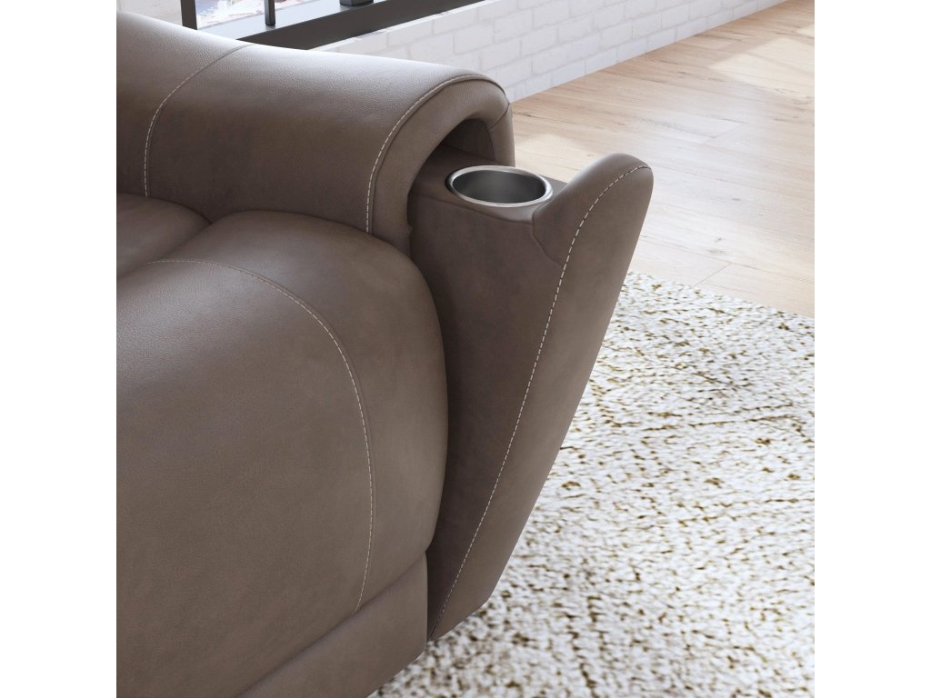 Carter Cappuccino Fabric Power Reclining Sofa with Console & Power Headrests & Lumbar - image 4