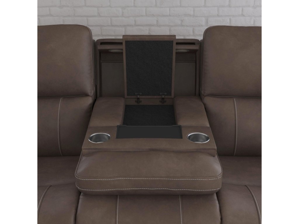 Carter Cappuccino Fabric Power Reclining Sofa with Console & Power Headrests & Lumbar - image 5