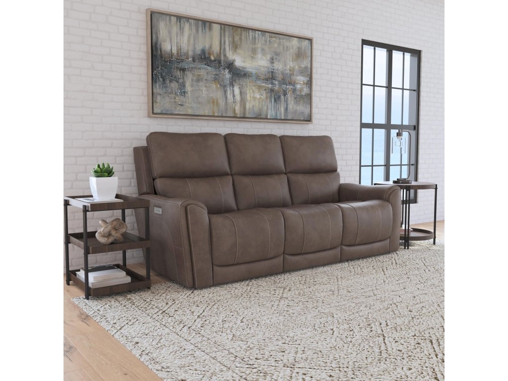 Carter Cappuccino Fabric Power Reclining Sofa with Console & Power Headrests & Lumbar - image 6