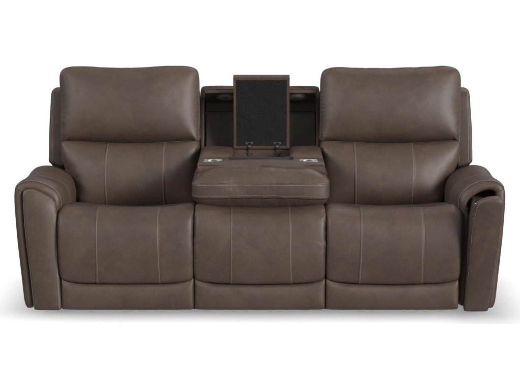 Carter Cappuccino Fabric Power Reclining Sofa with Console & Power Headrests & Lumbar - image 7