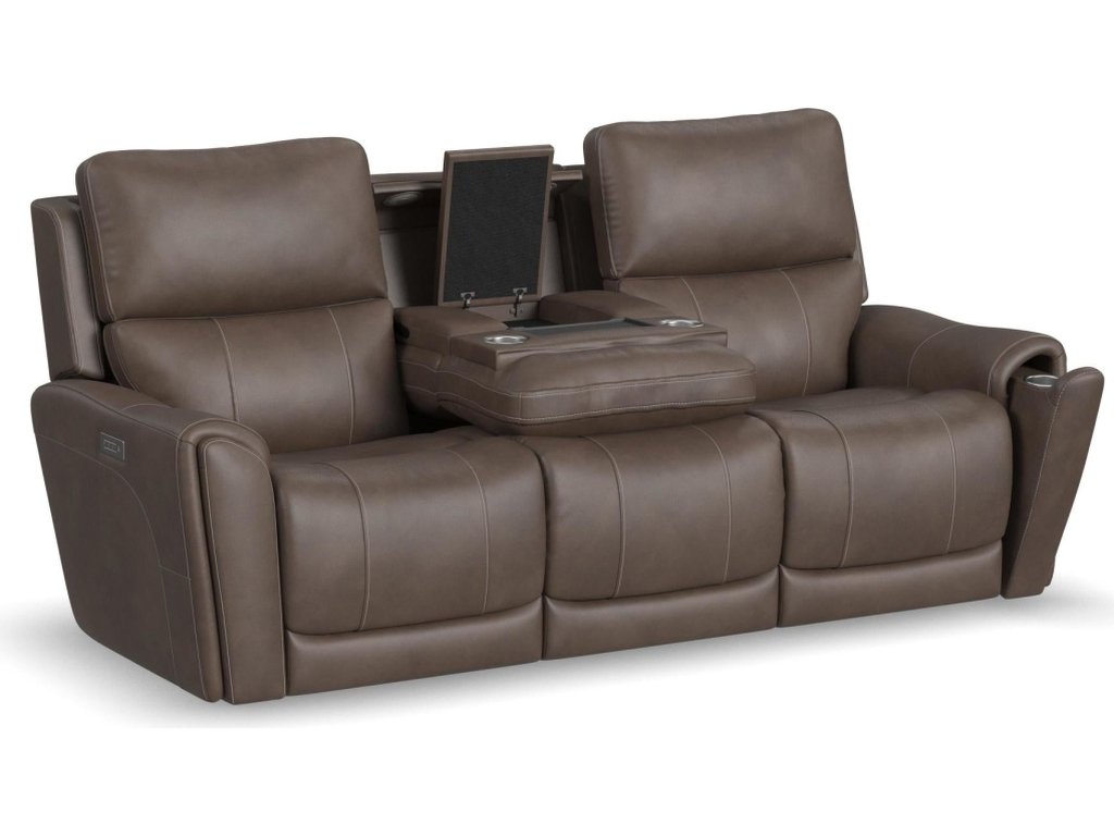 Carter Cappuccino Fabric Power Reclining Sofa with Console & Power Headrests & Lumbar - image 8