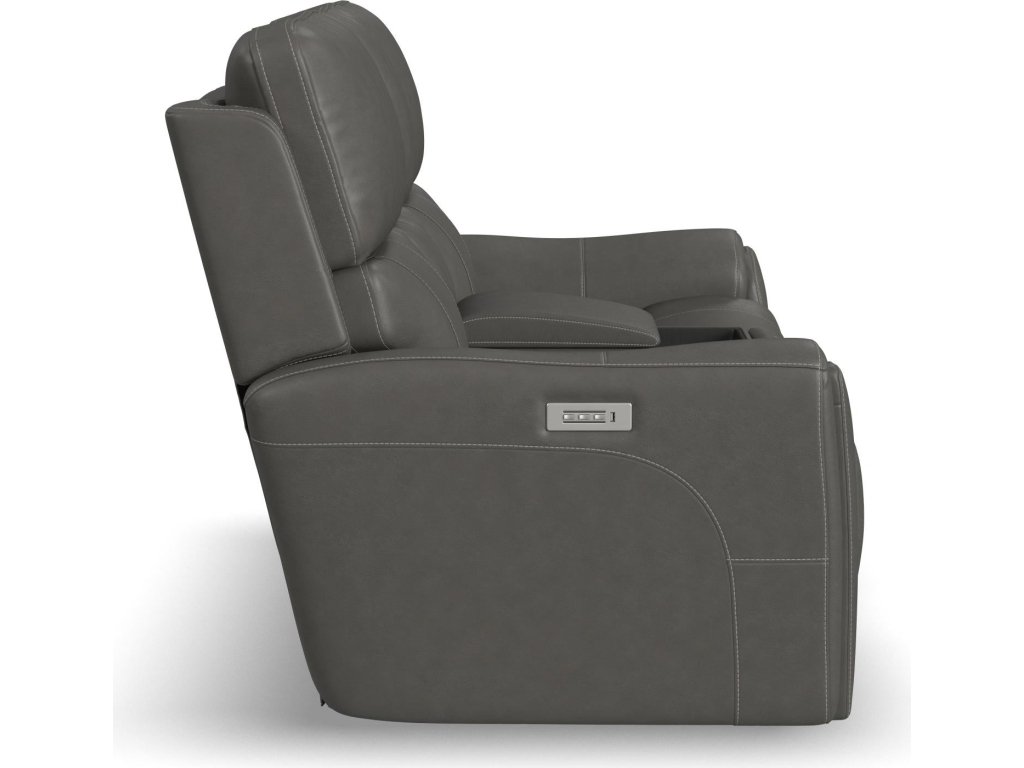 Carter Smoke Fabric Power Reclining Loveseat with Console & Power Headrests & Lumbar - image 3
