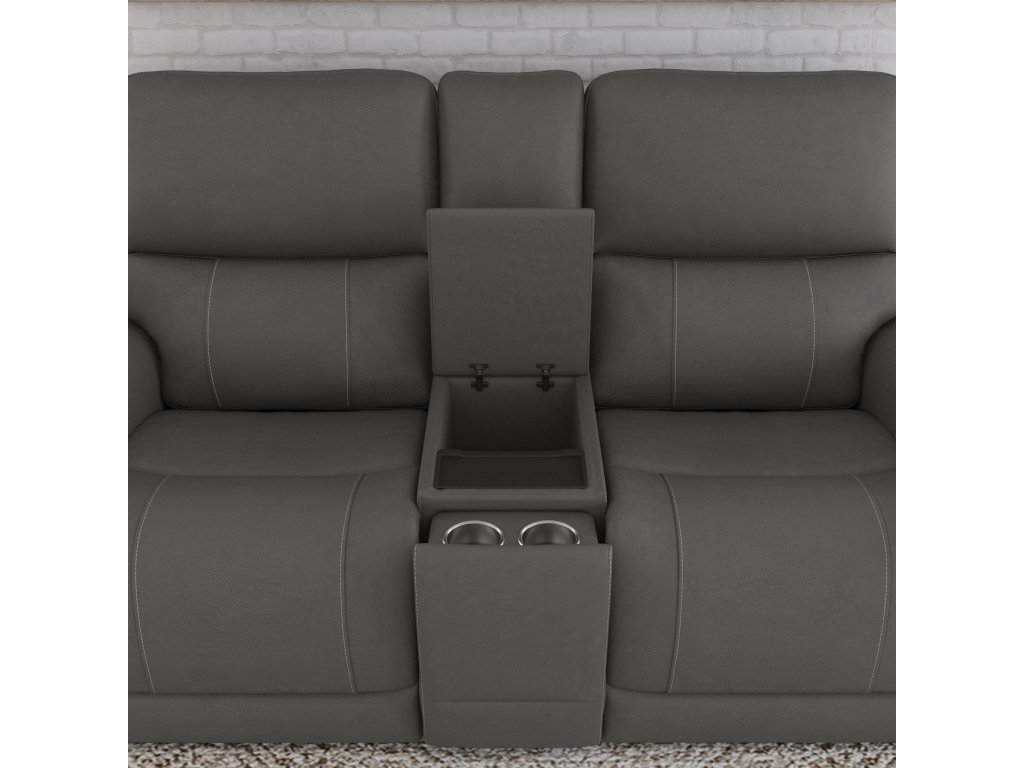Carter Smoke Fabric Power Reclining Loveseat with Console & Power Headrests & Lumbar - image 4