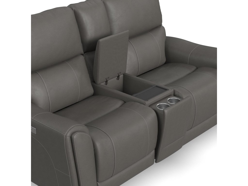 Carter Smoke Fabric Power Reclining Loveseat with Console & Power Headrests & Lumbar - image 7