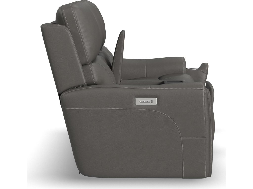 Carter Smoke Fabric Power Reclining Loveseat with Console & Power Headrests & Lumbar - image 8