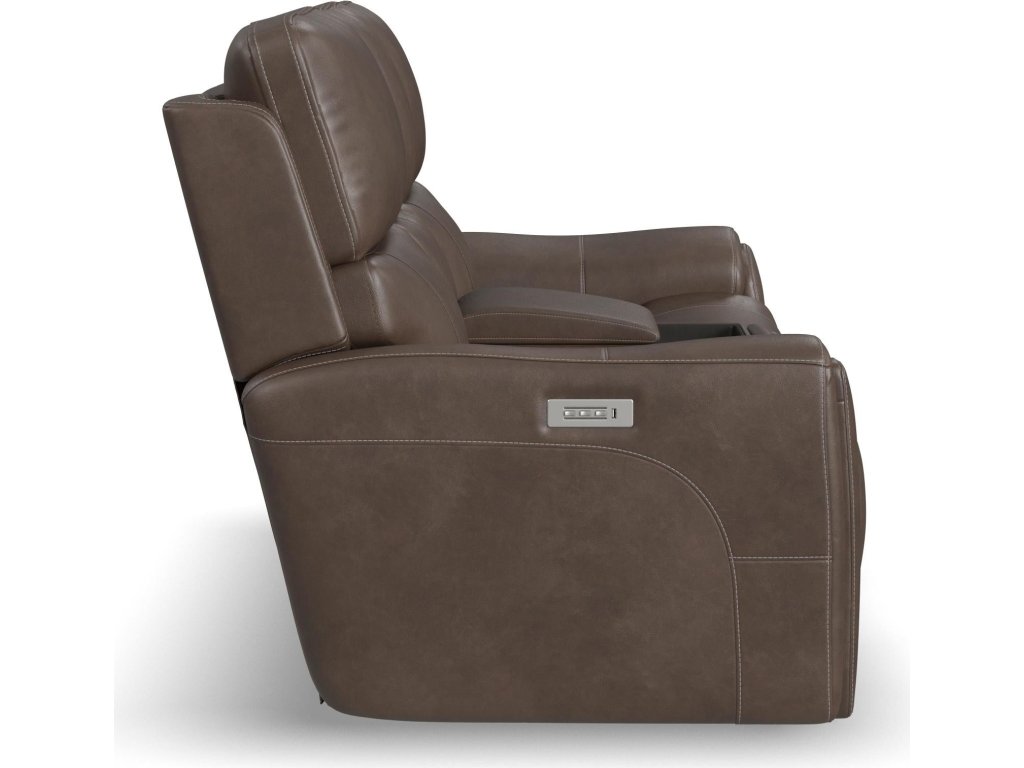 Carter Cappuccino Fabric Power Reclining Loveseat with Console & Power Headrests & Lumbar - image 3