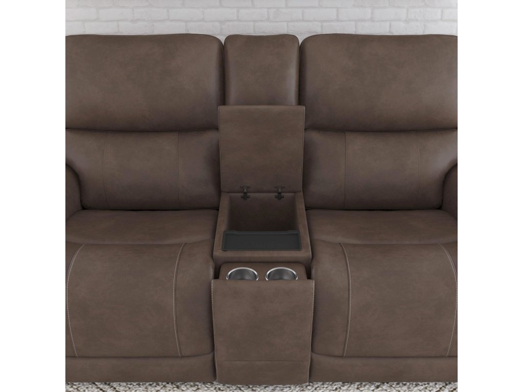 Carter Cappuccino Fabric Power Reclining Loveseat with Console & Power Headrests & Lumbar - image 4