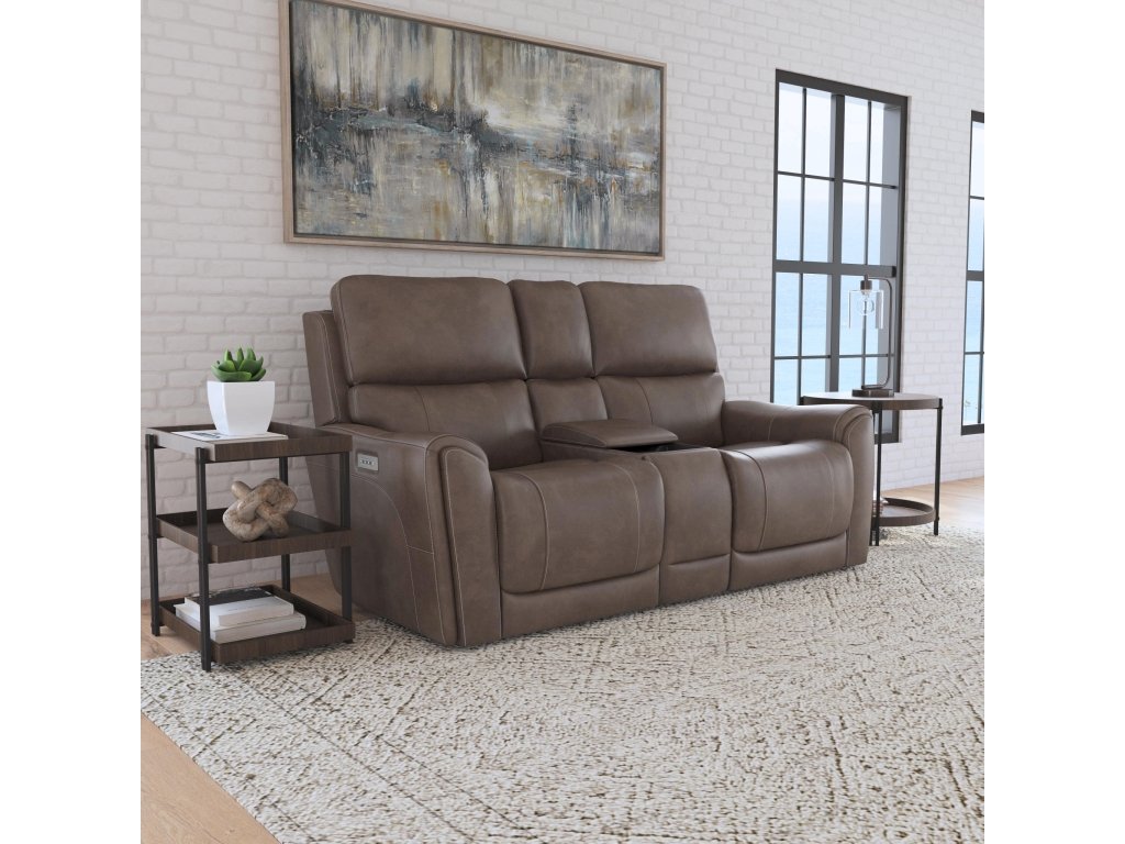 Carter Cappuccino Fabric Power Reclining Loveseat with Console & Power Headrests & Lumbar - image 5