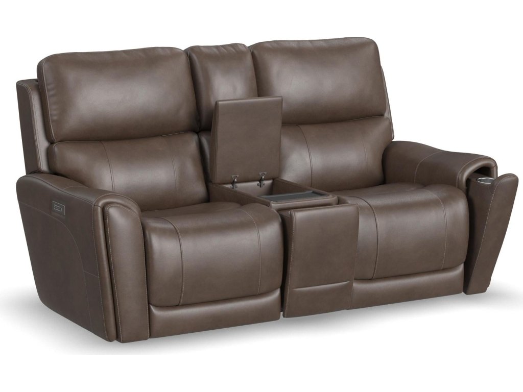 Carter Cappuccino Fabric Power Reclining Loveseat with Console & Power Headrests & Lumbar - image 6