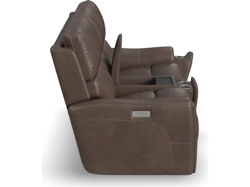 Carter Cappuccino Fabric Power Reclining Loveseat with Console & Power Headrests & Lumbar - image 7