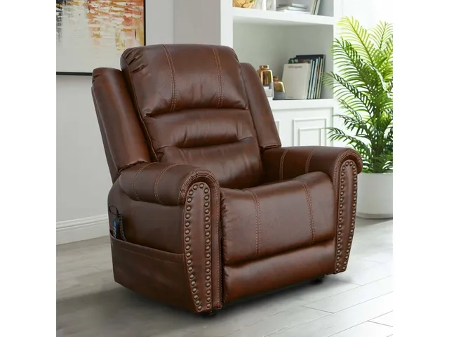 Oscar Grizzly Leather Power Lift Recliner with Right-Hand Control & Power Headrest - Alternative View