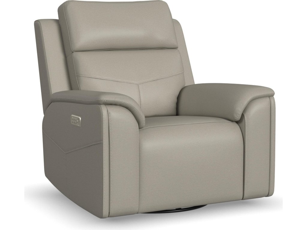 Vernon Dove Grey Fabric Power Swivel Gliding Recliner with Power Headrest, Lumbar, Heat & Massage - main image