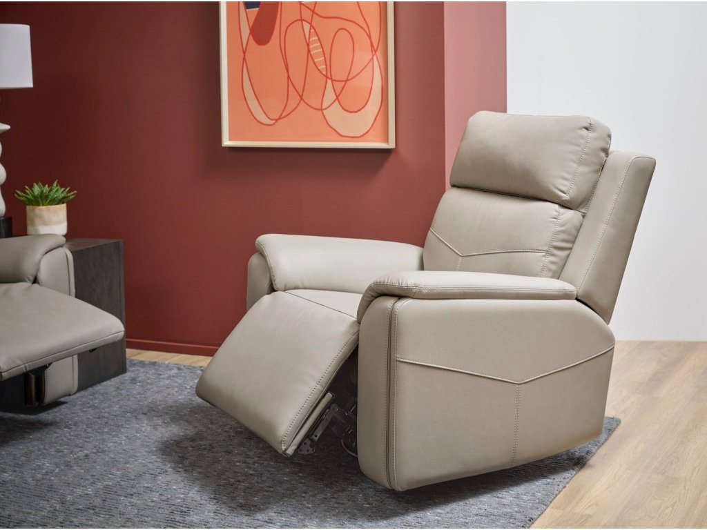 Vernon Dove Grey Fabric Power Swivel Gliding Recliner with Power Headrest, Lumbar, Heat & Massage - image 1