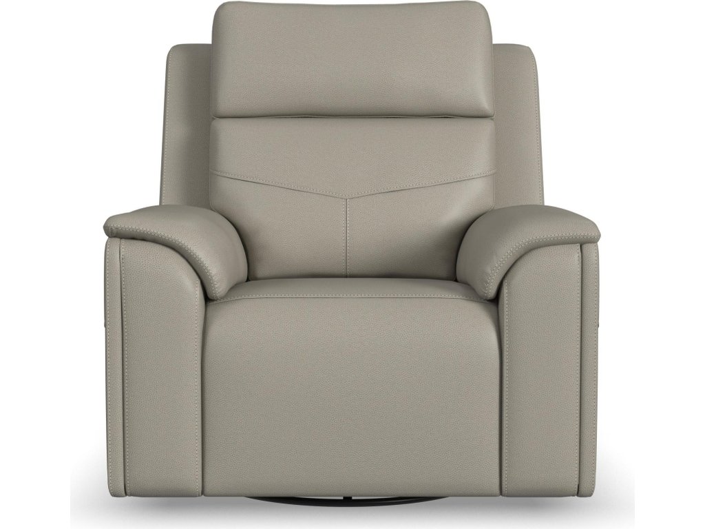 Vernon Dove Grey Fabric Power Swivel Gliding Recliner with Power Headrest, Lumbar, Heat & Massage - image 2