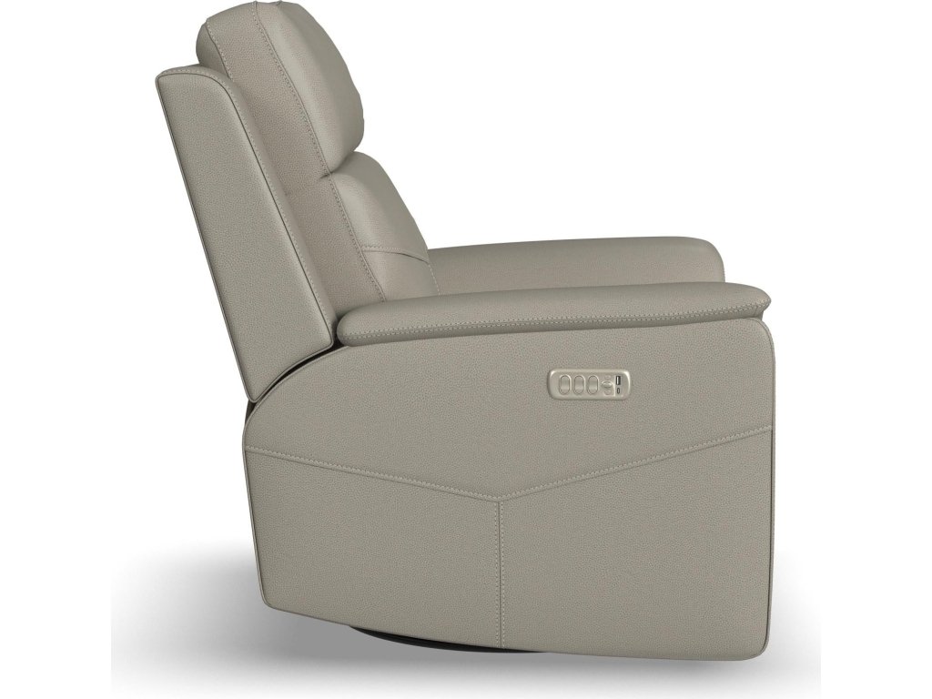 Vernon Dove Grey Fabric Power Swivel Gliding Recliner with Power Headrest, Lumbar, Heat & Massage - image 3