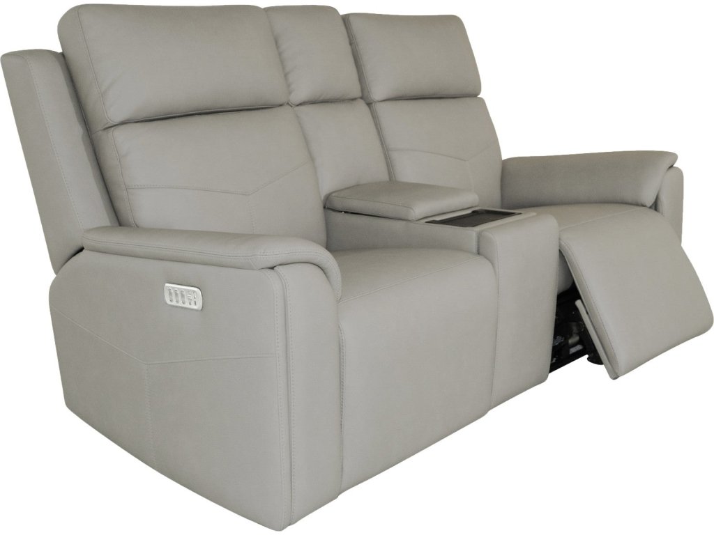 Vernon Dove Grey Fabric Power Reclining Loveseat with Console, Power Headrests, Lumbar, Heat & Massage - image 9