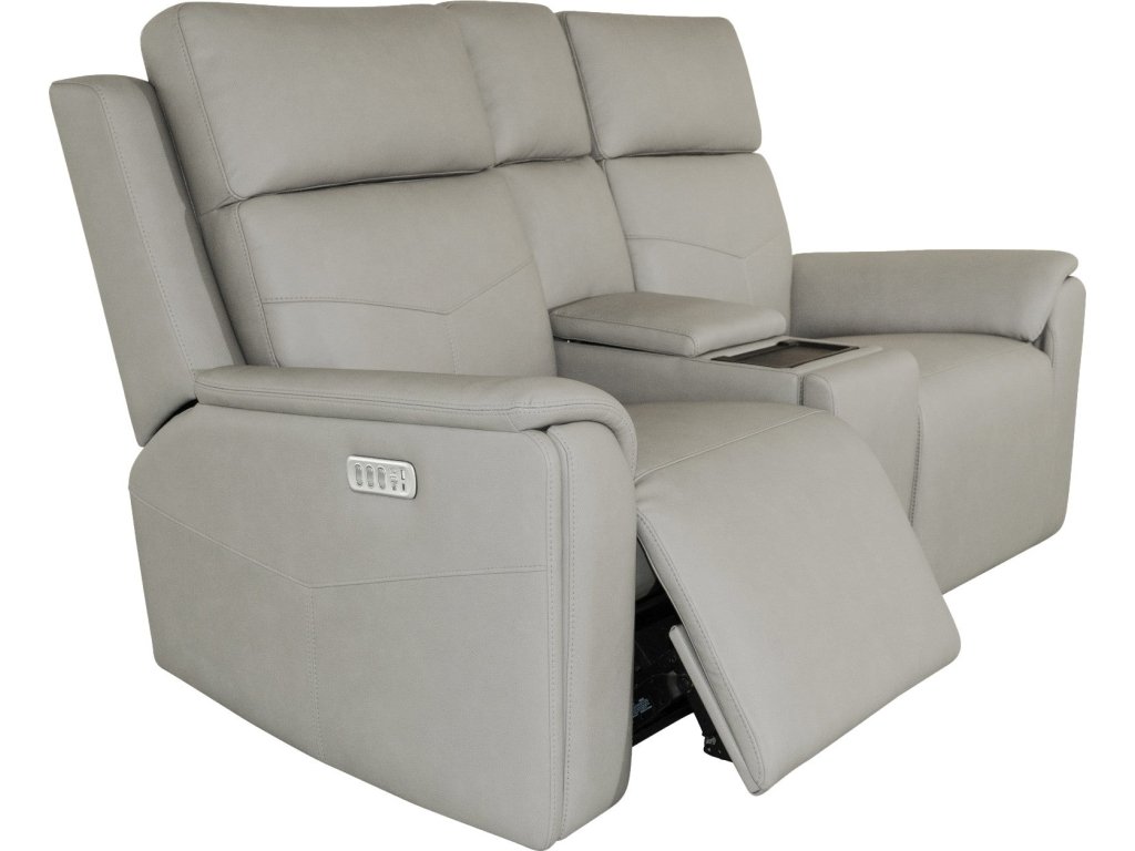 Vernon Dove Grey Fabric Power Reclining Loveseat with Console, Power Headrests, Lumbar, Heat & Massage - image 10