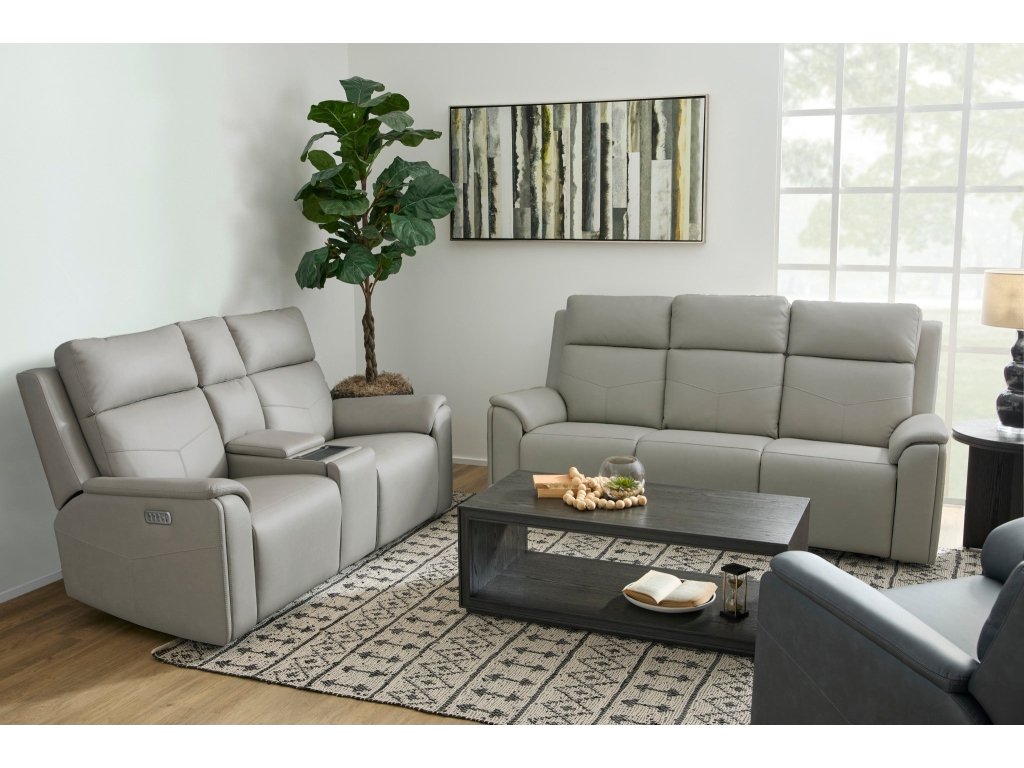 Vernon Dove Grey Fabric Power Reclining Loveseat with Console, Power Headrests, Lumbar, Heat & Massage - image 12