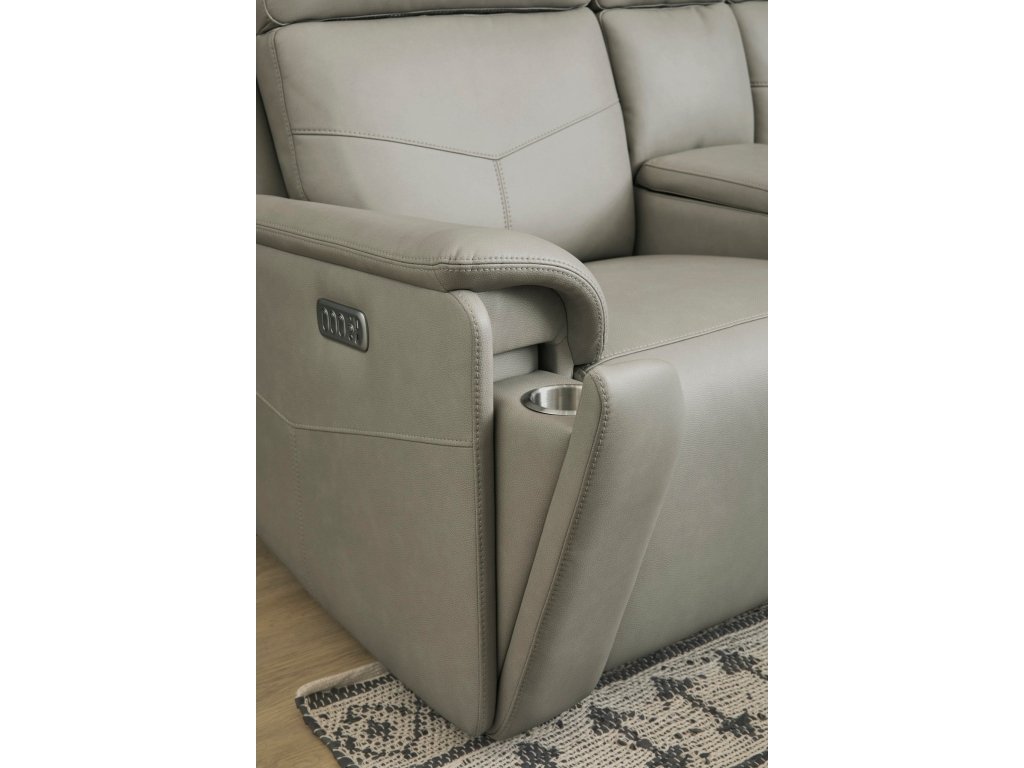Vernon Dove Grey Fabric Power Reclining Loveseat with Console, Power Headrests, Lumbar, Heat & Massage - image 4