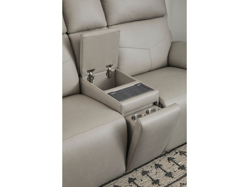 Vernon Dove Grey Fabric Power Reclining Loveseat with Console, Power Headrests, Lumbar, Heat & Massage - image 5